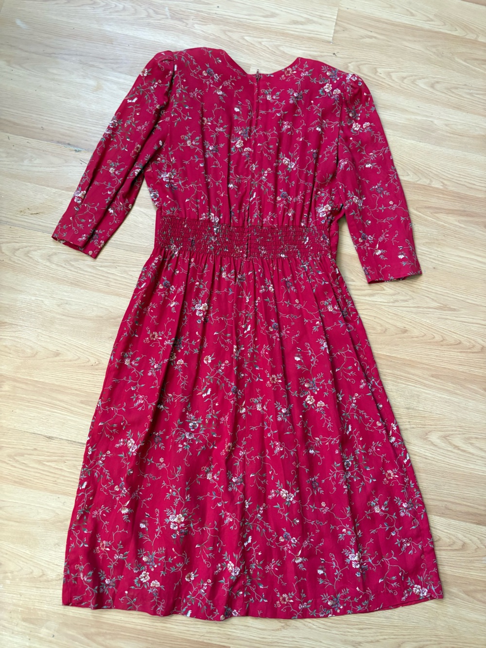 Vintage floral Red Lace-Trim Maxi Dress by SL Petites - Picture 4 of 8